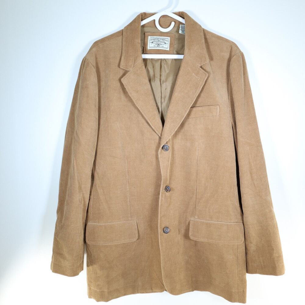 Wrangler Blazer Jacket Mens Medium Brown Corduroy Button Front Pockets Lined